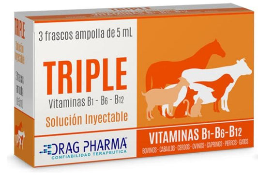 Triple Inyectable  Vitaminas 3X 5 ML  B1, B6 y B12