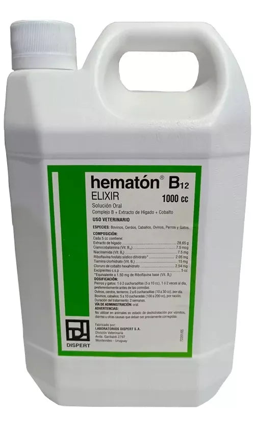 Hematon B12 Elixir 1 L – Suplemento Hematínico y Energético Veterinario